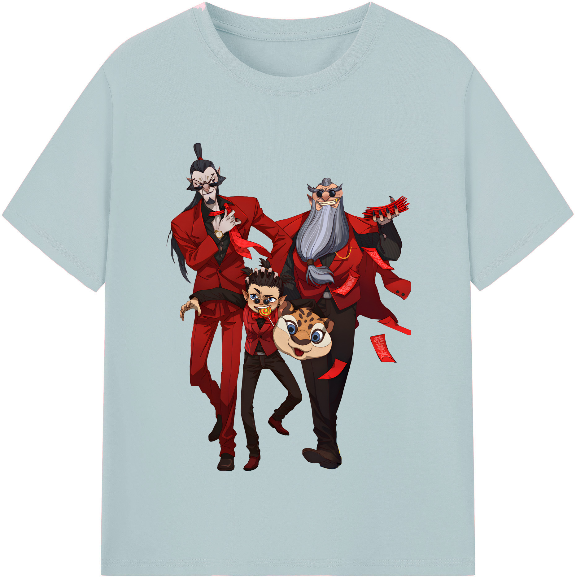（画像用） Ne Zha 2 ナタ 魔童の大暴れ 綿100％半袖Tシャツ（フロントプリント）